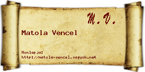 Matola Vencel névjegykártya